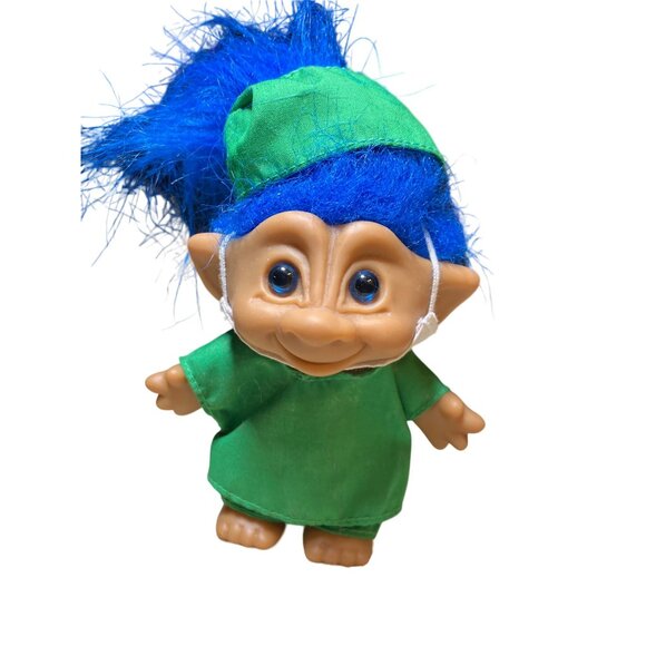 Ace Novelty Troll Retro Blue Hair Doctor Surgeon Mask Green Scrubs Doll - Picture 1 of 11